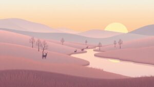 Pastel Sunset Over Rolling Hills – free AI stock image