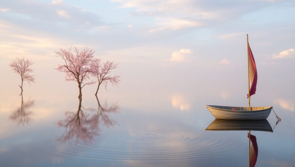 Peaceful Dawn by the Lake – free AI stock image