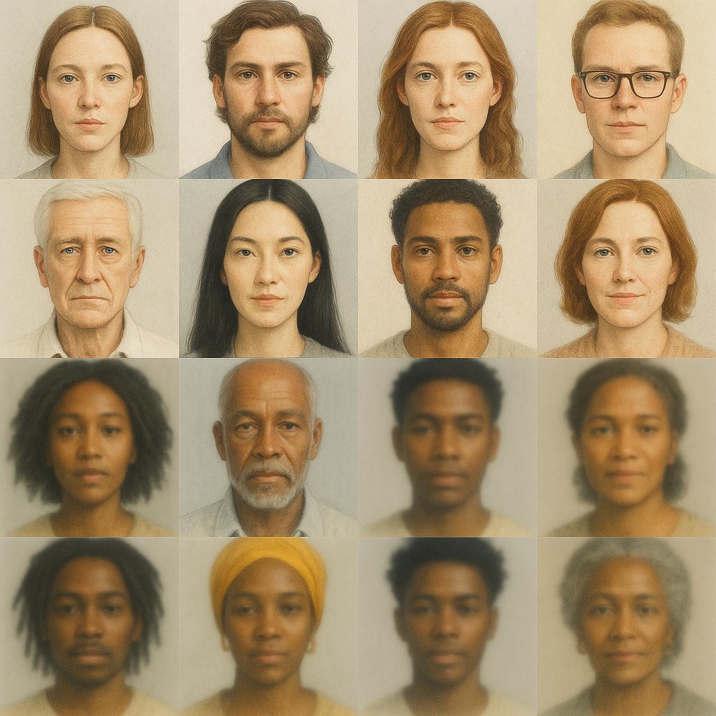 Grid showing bias in AI-generated images