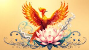 Phoenix and Lotus Tattoo Design Fbp – free AI stock image