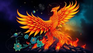 Phoenix Ascendancy Tattoo Design – free AI stock image
