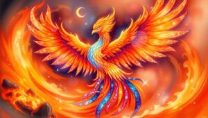 Phoenix Ascending: Cosmic Tattoo – free AI stock image