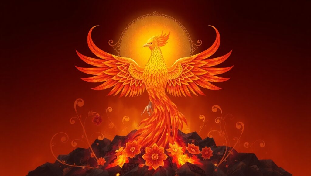 Phoenix Rebirth Tattoo Design – free AI stock image
