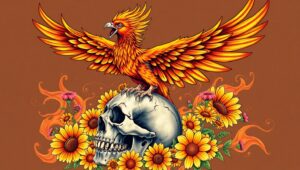 Phoenix Resurrection Tattoo Design – free AI stock image