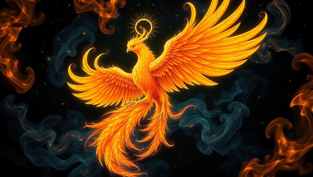 Phoenix Rising in Cosmic Flames – free AI stock image