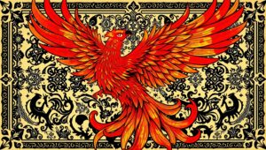 Phoenix Rising in Geometric Ink – free AI stock image