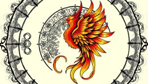 Phoenix Rising in Mandala Tattoo Art – free AI stock image