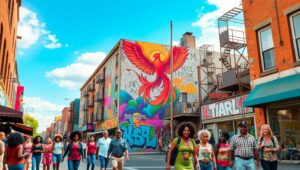Phoenix Rising in Urban Colors – free AI stock image