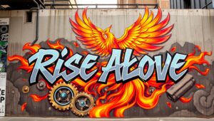 Phoenix Rising in Urban Graffiti – free AI stock image