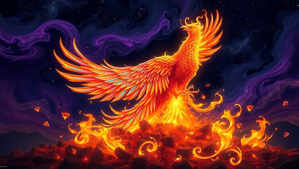 Phoenix Rising Tattoo Design pa0 – free AI stock image
