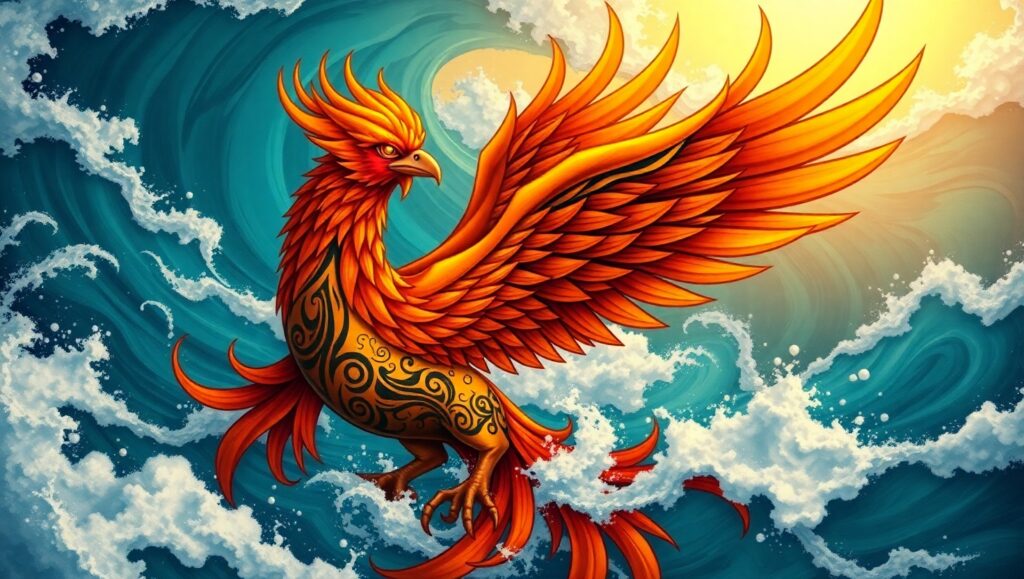 Phoenix Rising: Tribal Tattoo – free AI stock image