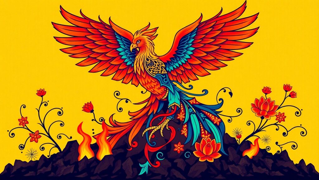 Phoenix vs. Tribals: A Tattoo Journey – free AI stock image