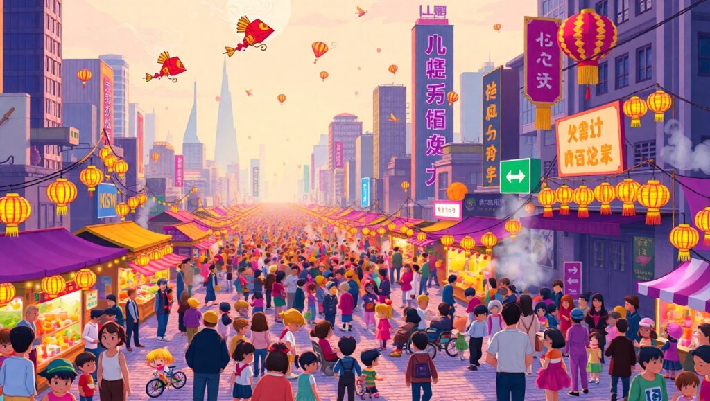 Pixel Art Festival at Dawn – free AI stock image
