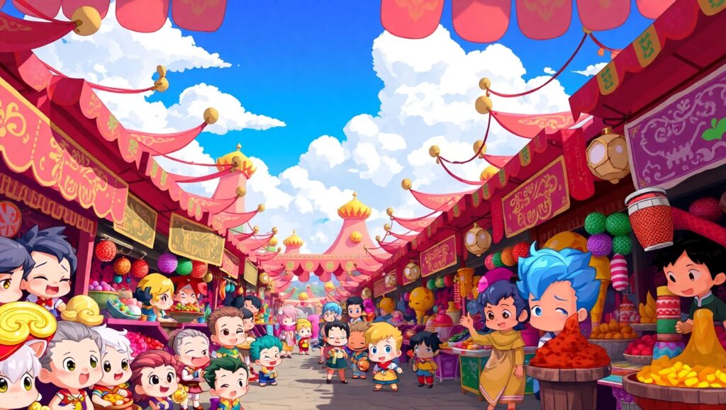 Pixel Art Marketplace Adventure – free AI stock image