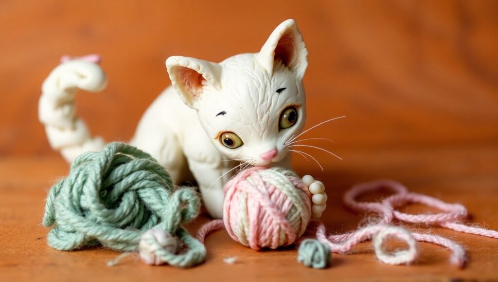 Playful Clay Cat Sculpture – free AI stock image