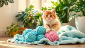 Playful Kitten in a Sunny Room Cef – free AI stock image