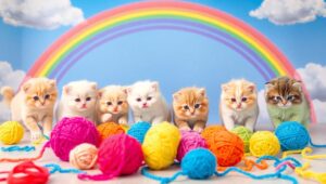 Playful Kittens Under a Rainbow – free AI stock image