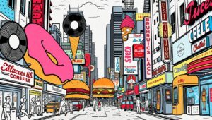 Pop Art Feast in the City – free AI stock image