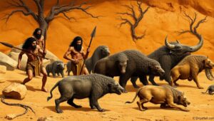 Primitive Hunt in Earthy Tones – free AI stock image
