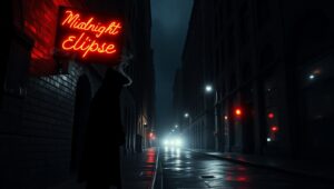 Rainy Alley Noir Encounter – free AI stock image