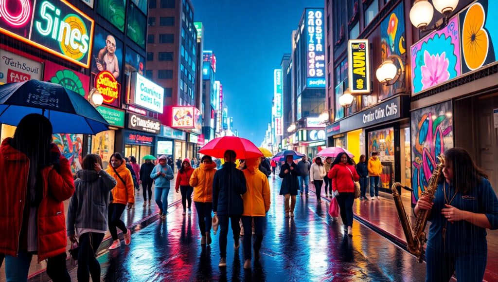 Rainy Night City Vibes – free AI stock image