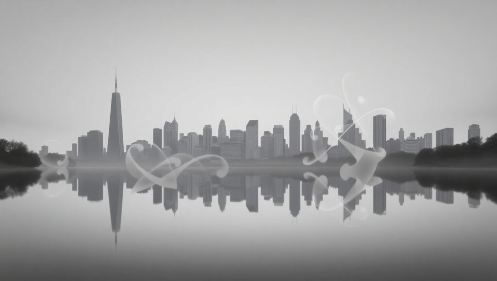Reflection of Dreams in Monochrome – free AI stock image