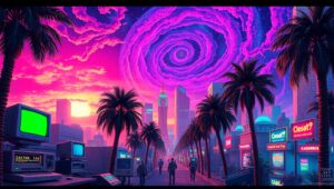 Retro Futurism Meets Nature – free AI stock image