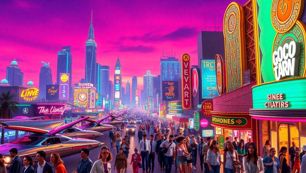 Retro Futuristic City at – free AI stock image