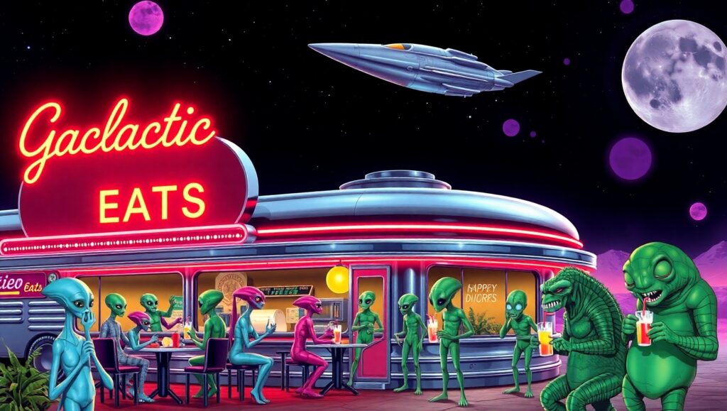 Retro Space Diner Extravaganza – free AI stock image