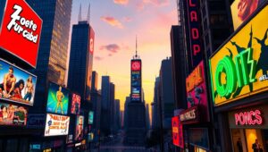 Retro Urban Scene in Bold Colors – free AI stock image