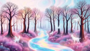 Rivers of Light in Surreal Forest – free AI stock image