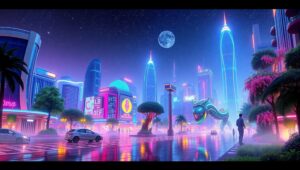 Robotic Harmony in Future City – free AI stock image