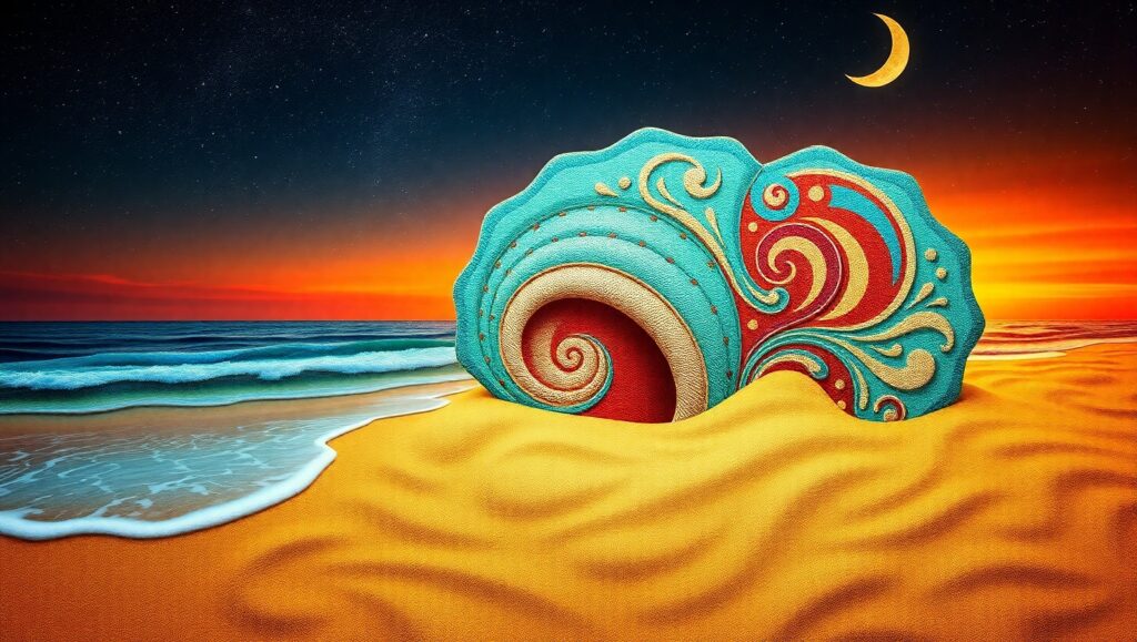 Seashell Dreams in Sand Patterns – free AI stock image