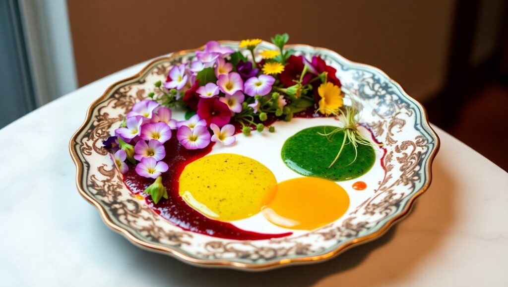Seasonal Harvest Gourmet Presentation – free AI stock image