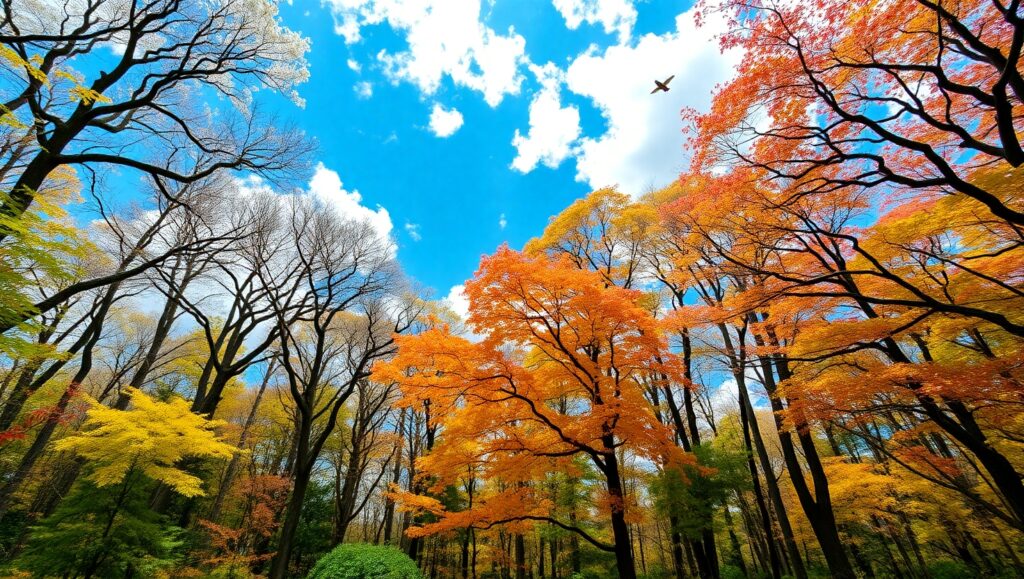 Seasons Change: A Forest Journey – free AI stock image