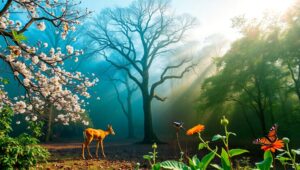 Seasons of Life: A Forest Journey – free AI stock image