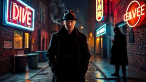 Secrets in the Rainy Alley – free AI stock image