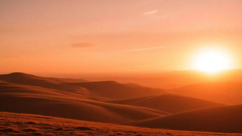 Serene Bronze Landscape at Sunset – free AI stock image
