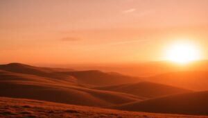Serene Bronze Landscape at Sunset – free AI stock image