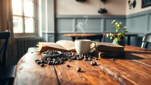 Serene Cafe Moments with Coffee – free AI stock image