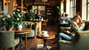 Serene Coffee Shop Moments – free AI stock image
