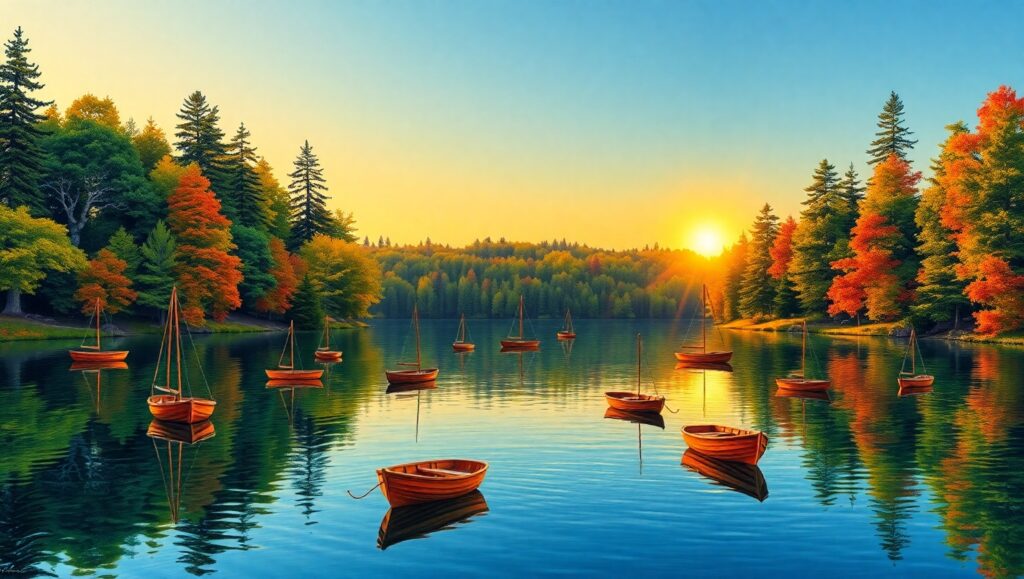 Serene Evening by the Lake – free AI stock image