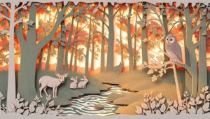 Serene Forest in Papercut Style – free AI stock image