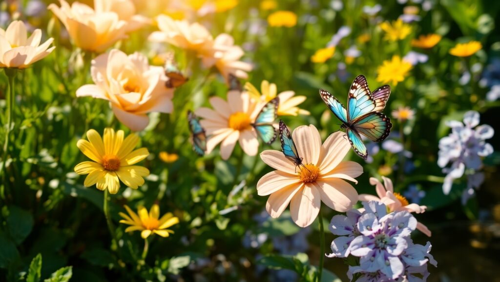 Serene Garden in Afternoon Light – free AI stock image