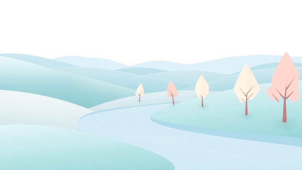 Serene Hills and Geometric Trees – free AI stock image