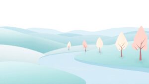 Serene Hills and Geometric Trees – free AI stock image