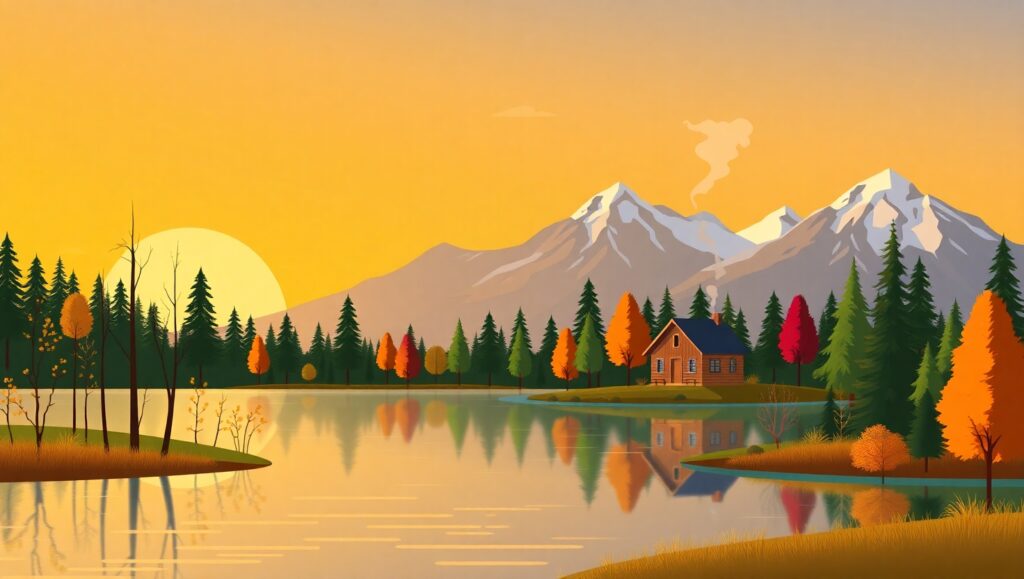 Serene Lake at Sunset E3K – free AI stock image