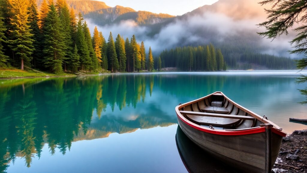 Serene Morning at Mountain – free AI stock image