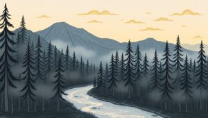 Serene Mountain Landscape at Dusk uyC – free AI stock image