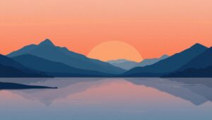 Serene Mountain Landscape at Sunset – free AI stock image